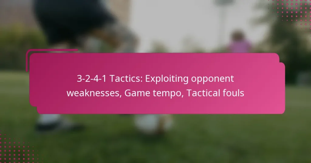 3-2-4-1 Tactics: Exploiting opponent weaknesses, Game tempo, Tactical fouls