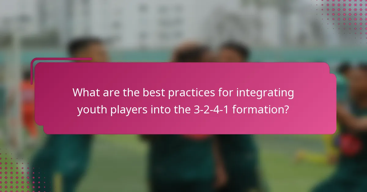 What are the best practices for integrating youth players into the 3-2-4-1 formation?